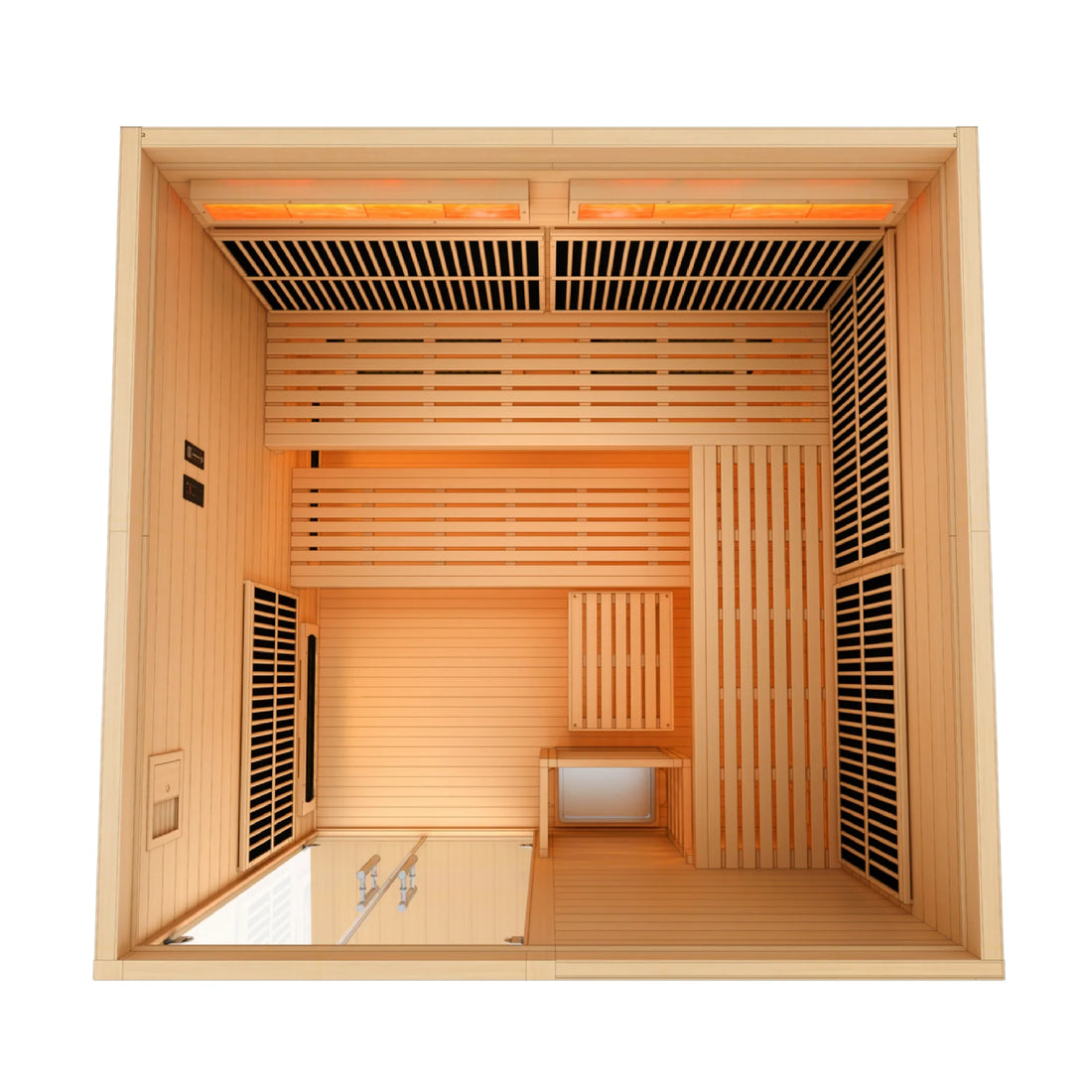 Golden Designs 2025 "Toledo" 6 Person Hybrid Sauna (Indoor) Full Spectrum + Harvia Stove (GDI-8360-01)