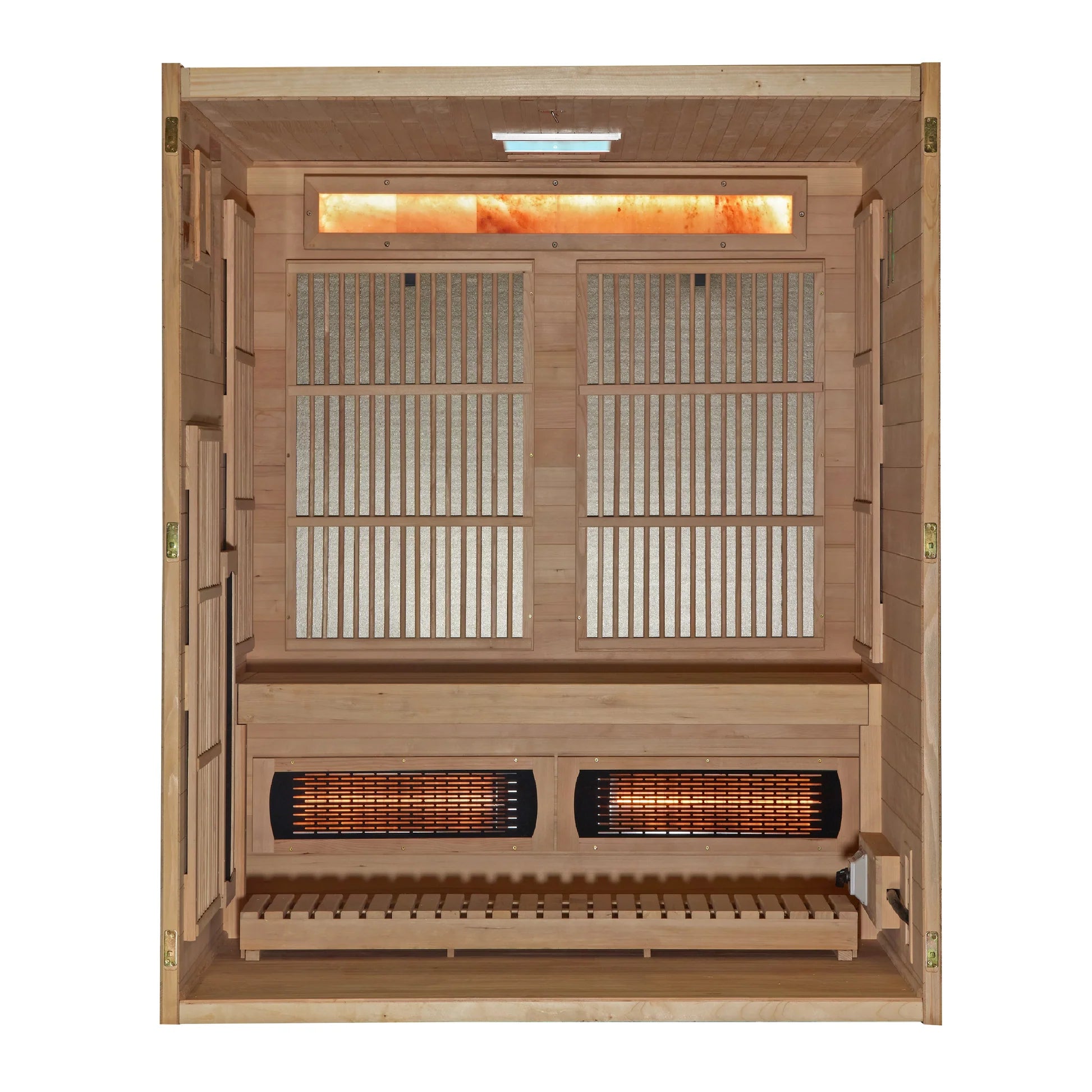 Golden Designs 2025 "Soria" 3 Person Hybrid Sauna (Indoor) Full Spectrum + Harvia Stove (GDI-8330-01)