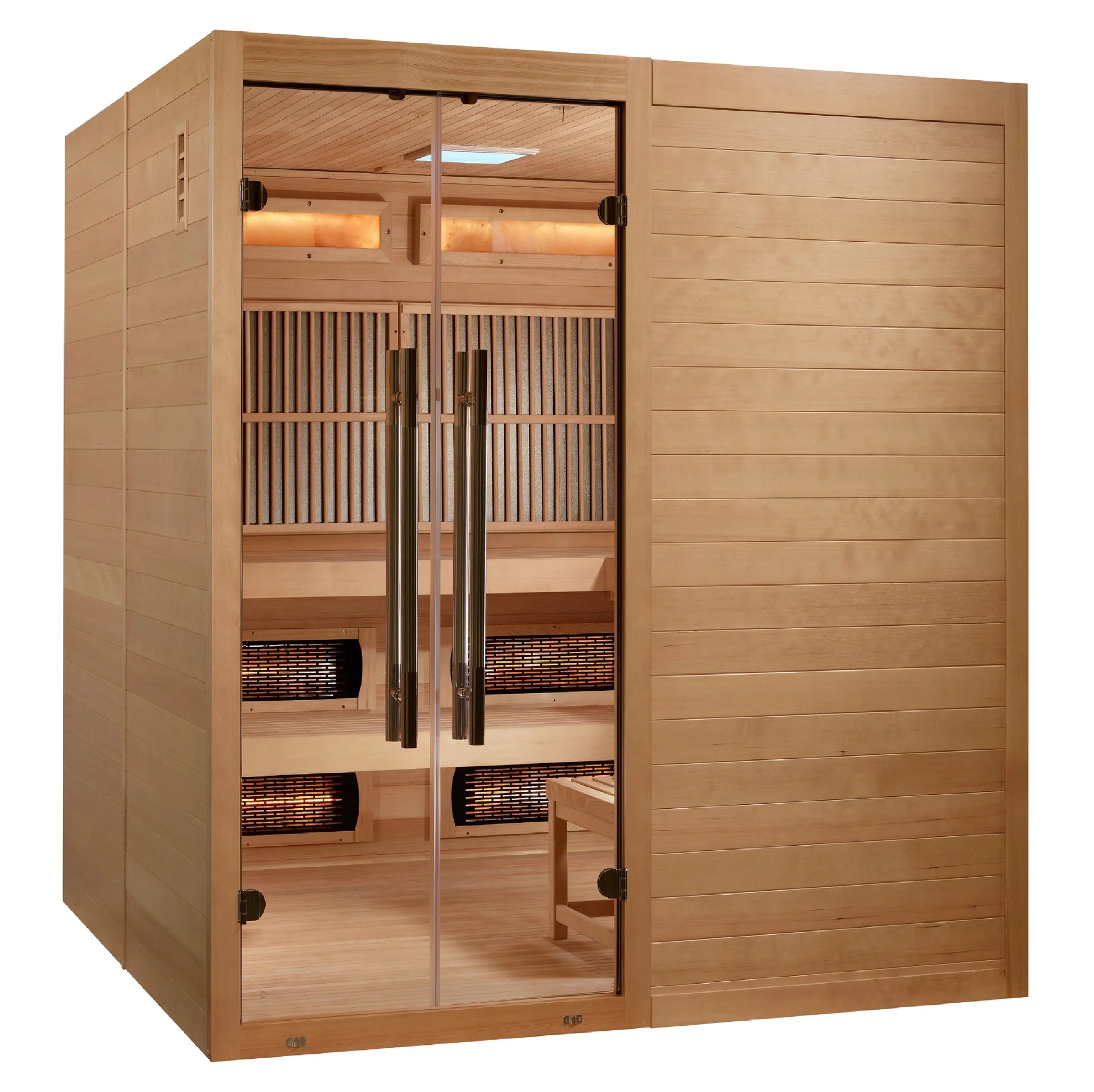Golden Designs 2025 "Toledo" 6 Person Hybrid Sauna (Indoor) Full Spectrum + Harvia Stove (GDI-8360-01)